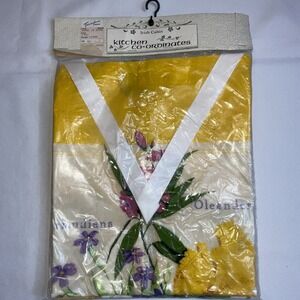 Vtg Irish Linen‎ Apron Kitchen Corrdinates Triminghams Bermuda NOS Floral